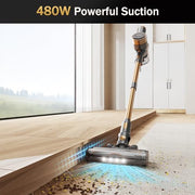 NuYupo Cordless Vacuum Cleaner, 10-in-1 Lightweight Stick Vacuum with 45mins Runtime, Powerful Suction, LED Touch Screen, Rechargeable Vacuum Cleaners for Home Hardwood Floor Carpet Pet Hair (Gold)