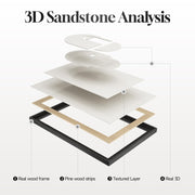 3D Large Framed Brown Abstract Wall Art for Living Room, 3Piece 24x36 In | Solid Wood Frames, Sandstone Textured Artwork for Walls, Black White Geometric Sculptural Pictures Wall Decor Bedroom Office
