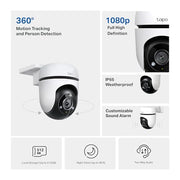 TP-Link Tapo 1080P Outdoor Wired Pan/Tilt Security Camera, C500 | 360° View, Motion Tracking, Works with Alexa & Google Home, Night Vision, Free AI Detection, Cloud & SD Card Storage