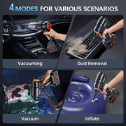 Car Vacuum Portable Cordless, 50000Pa High Power Brushless Motor, Rechargeable Handheld Vacuum with 2 Batteries & Charger, 6-in-1 Vacuum Cleaners for Home, Pet Hair & Keyboard, Ink Black
