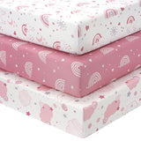 Baby Crib Sheets Girl, 3 Pack Toddler Bed Sheets Fitted 52”x28”
