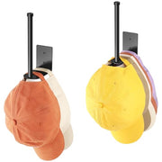 Durmmur Stainless Steel Hat Organizer, Hat Rack for Wall,Each Holds 15 Hats | 2P Strong Adhesive/Wall Drilled Hat Holder, Hat Hooks, Hat Hanger Baseball Cap Organizer for Door,Bedroom,Closet(Black 6 in)