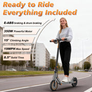 VOLPAM Electric Scooter, 350W/500W Motor, 21/28/40 Miles Long Range | 19 MPH Max Speed, 8.5"/10'' Solid Tire, Lightweight EScooter with Dual Brakes & Lights, APP