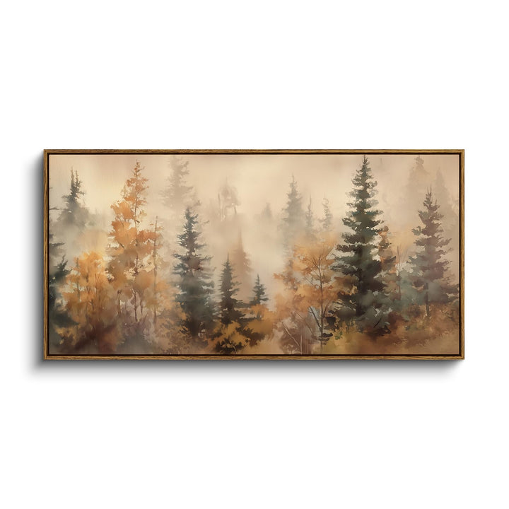 InSimSea Extra Large Framed Fall Wall Art, Forests Trees Landscape, 20x40in | Living Room Country Farmhouse Decor, Vintage Canvas Prints, Retro Long Pictures for Bedroom Above of Bed