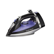 Hamilton Beach Steam Iron for Clothes With Versatile Steam Options | Durable Smooth Press Stainless Steel Soleplate | 1200 Watts, Heat-Up In Under 1 Minute | 8’ Retractable Cord | Black | 14214