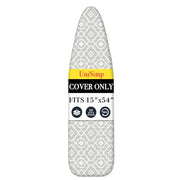 UniSimp Ironing Board Cover and Pad, Standard Size 15x54, Geometric | 6mm Extra Thick Padding, Cotton Cover, 2 Adjustable Elastic Fasteners, Heavy Duty, Scorch and Stain Resistant, Elastic Edge