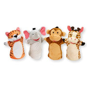 Melissa & Doug Zoo Friends Soft Plush Hand Puppets 4-Piece Glove Set | 4 Plush Hand Puppets, Elephant, Giraffe, Tiger, Monkey, Washable Puppet Gloves, Pretend Play, Toddler Toys for Kids, Ages 2+