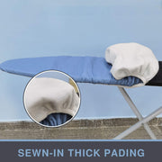 VividPaw Ironing Board Cover and Pad, Standard Size 15x54, Thick Padding | Elastic Edge, Silicone Coated, Scorch Resistant, Adjustable Fastener, Heavy Duty Padded Iron Board Covers (Blue)