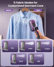 OGHom Travel Steamer for Clothes, 1200W Portable Handheld Garment Steamer with LCD Display, 4 Steam Levels & Dry Iron Mode, 20s Fast Heat-Up, 150ml Water Tank, Large Ceramic Heat Panel, Only for 120V
