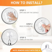 KORCCI Suction Cup Hooks 12Pack - Max Load 10LB, 1.77Inch Clear Medium Suction Cups, No Trace, Reusable & Removable, Stainless Steel Hooks, for Tile, Glass, Window, Shower, Kitchen, Bathroom
