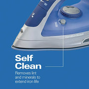 Hamilton Beach Steam Iron For Clothes With Adjustable Steam Settings | Scratch-Resistant Durathon Soleplate | 8’ Retractable Cord | 3-Way Auto Shutoff | Anti-Drip | 1500 Watts | Blue