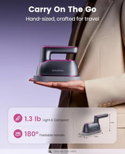 Jack ＆ Rose Travel Steamer Iron for Clothes,1200w Iron Steamer,Portable Handheld Travel Size Steamer iron,8S Fast Heat-Up，Large Ceramic Heat Panel
