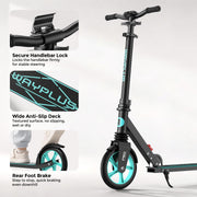 WAYPLUS KS1 Kick Scooter for Kids Ages 6+, Teens & Adults, 8IN Big Wheels, Foldable Scooter with Adjustable Handlebar, Front Suspension, Carry Strap, 240 lb Capacity, ABEC-9 Bearings | FED Fitness