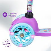 Kick Scooter for Kids, 3 Wheel Self Balancing, Light Up LED Wheels | Lean-to-Steer Control, Wide Anti-Slip Deck, Rear Foot Brake, Light-Up Wheels, 75 lb Capacity, Skill Building