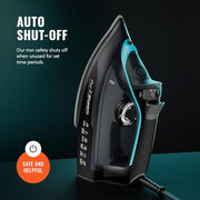 PurSteam SteamBurst+ Steam Iron, Ceramic Soleplate, Self-Clean, Anti Drip | 1750W | Ceramic Soleplate | Adjustable Steam | Self-Clean | Anti-Calc | Anti-Drip | Powerful Steam for All Fabrics