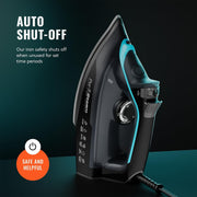 PurSteam SteamBurst+ Steam Iron, Ceramic Soleplate, Self-Clean, Anti Drip | 1750W | Ceramic Soleplate | Adjustable Steam | Self-Clean | Anti-Calc | Anti-Drip | Powerful Steam for All Fabrics