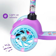 Kick Scooter for Kids, 3 Wheel Self Balancing, Light Up LED Wheels | Lean-to-Steer Control, Wide Anti-Slip Deck, Rear Foot Brake, Light-Up Wheels, 75 lb Capacity, Skill Building