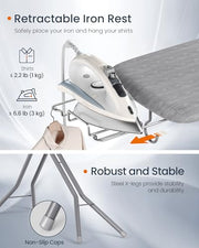 SONGMICS Ironing Board, Foldable, with Iron Rest, 43 x 13 Inches | Height Adjustable up to 34.6 Inches, with Cover and Pad, Iron Rest, Hook, Heavy-Duty Steel Legs, BORIX Collection ULLB001G01