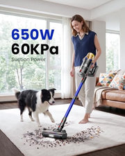 Cordless Vacuum Cleaner, Upgraded 650W 60KPA 70Mins Cordless Stick Vacuum Cleaner with Flexible Hose,Self-Standing,Touch Screen, Anti-tangle Wireless Vacuum Cleaners for Home/Pet Hair/Carpets/Floors
