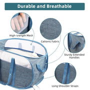 Collapsible Laundry Baskets, Tear Proof Pop Up Laundry Hamper with Dual Handles, Durable Foldable Laundry Basket, Easy to Carry Laundry Hamper for Home, Laundry Room, Bedroom, Dorm, Travel Blue