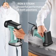 Rowenta Pure Force 2in1 Steamer & Iron: Powerful 1875 Watts, Vertical Steaming & Horizontal Ironing, Auto-off, XL Tank Capacity (7.1 Oz), Green Clothes Steamer DR8822