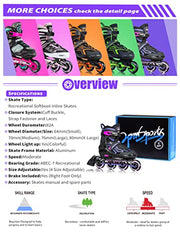 2PM SPORTS Adjustable Inline Skates for Kids, Youth and Adults | Reinforced aluminum frame; lateral support; beginner friendly; triple closure; light-up wheels; 2 non-woven bags