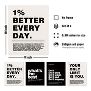 DSHFG Motivational Inspirational Office Wall Art Decor Prints Set of 4 | Black Office Motivational Wall Decor Trendy Retro Positive Affirmations Quotes Wall Decor Gym Posters, 8x10 Unframed
