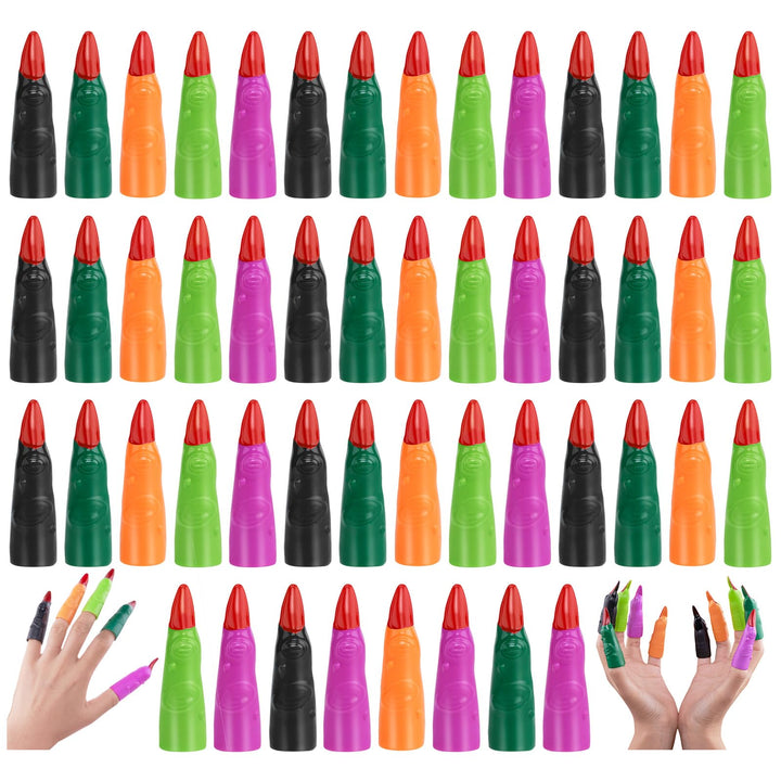 50 Pcs Witch Fingers Multicolor Finger Pointers for Reading | Halloween Finger Nail Covers, Cosplay Party Masquerade Decorations