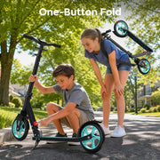 WAYPLUS KS1 Kick Scooter for Kids Ages 6+, Teens & Adults, 8IN Big Wheels, Foldable Scooter with Adjustable Handlebar, Front Suspension, Carry Strap, 240 lb Capacity, ABEC-9 Bearings | FED Fitness