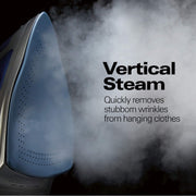 Hamilton Beach Steam Iron For Clothes With Adjustable Steam Settings | Scratch-Resistant Durathon Soleplate | 8’ Retractable Cord | 3-Way Auto Shutoff | Anti-Drip | 1500 Watts | Blue