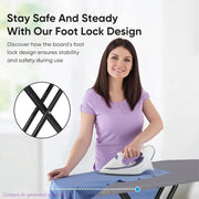 Jakeefud Deluxe Ironing Board with Heat Resistant Cover and Thicken Felt Pad, Heavy Sturdy Legs,Full Size Hanger Iron Board,Foldable (L-Grey)