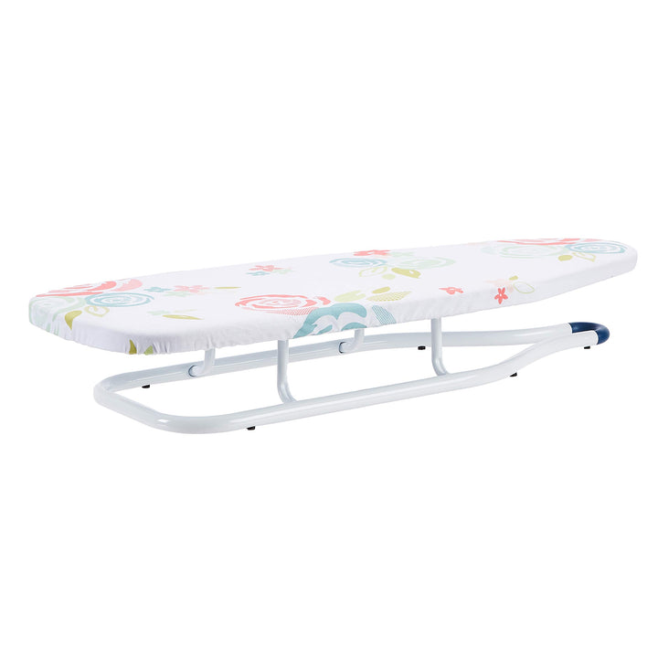 Amazon Basics Foldable Space Saving Ironing Board Tabletop with Non-Slip Feet, 77x29 cm, White, Floral