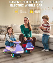 FanttikRide N7 Pro Electric Wiggle Car, Flashing Wheels, for Ages 3+, Blue | Max 4 Mph, Anti-Rollover, Kids Car with Bluetooth, Ride on Car with 150 Lbs, Easy Assembly, Indoor / Outdoor, CyberWiggle