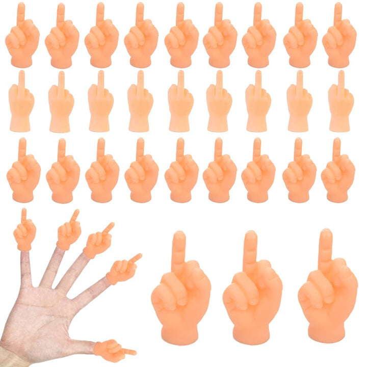 30 PCS Tiny Middle Finger Puppet, Miniature Small Hands, Mini Finger Hands Funny Hand Puppet for Game, Fun and Realistic Design Party Favors for Adults Kids