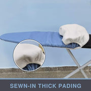 VividPaw Ironing Board Cover and Pad, Standard Size 15x54, Thick Padding | Elastic Edge, Silicone Coated, Scorch Resistant, Adjustable Fastener, Heavy Duty Padded Iron Board Covers (Blue)