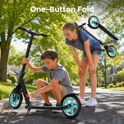 WAYPLUS KS1 Kick Scooter for Kids Ages 6+, Teens & Adults, 8IN Big Wheels, Foldable Scooter with Adjustable Handlebar, Front Suspension, Carry Strap, 240 lb Capacity, ABEC-9 Bearings | FED Fitness