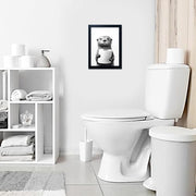 Bathroom Picture Wall Decor, Framed Black and White Bathroom Wall Art, Toilet Paper in Little Funny Raccoon's Hand Animal Canvas Print Painting