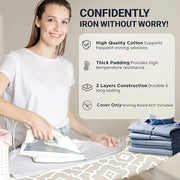 UniSimp Ironing Board Cover and Pad, Standard Size 15x54, Geometric | 6mm Extra Thick Padding, Cotton Cover, 2 Adjustable Elastic Fasteners, Heavy Duty, Scorch and Stain Resistant, Elastic Edge