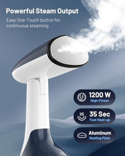 BEAUTURAL Steamer for Clothes, Handheld Garment Wrinkle Remover, White | Aluminum Heating Plate, Fast Heat-up, Portable Design, Large Detachable Water Tank, 1200 Watts (Only for 120V)
