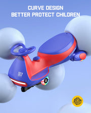 FanttikRide N7 Pro Electric Wiggle Car, Flashing Wheels, for Ages 3+, Blue | Max 4 Mph, Anti-Rollover, Kids Car with Bluetooth, Ride on Car with 150 Lbs, Easy Assembly, Indoor / Outdoor, CyberWiggle