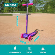 Gotrax KS1 Kids Kick Scooter, 3 Wheels for Boys & Girls 2-8, Gifts | LED Light-Up Wheels, 3 Adjustable Handlebar, Easy Assembly, Lightweight, Wide Anti-Slip Deck, Lean to Steer, Max Load 110 lbs