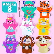 EZCRA Unicorn Hand Puppet Making Kit - 8 DIY Projects | No Glue, No Mess. Make Your Own Puppet Kit for Girls and Boys ages 5-10. DIY Puppet Crafts with Stickers. Birthday Gift.