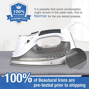 BEAUTURAL 1800 Watts Steam Iron with Digital LCD Screen, 3-Way Auto Shutoff | Double-Layer and Ceramic Coated Soleplate, 9 Preset Temperature, Burst of Steam for Variable Fabric, Anti-Drip and Anti-Calc