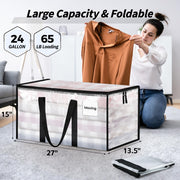 ukeetap 8 Pack Extra Large Clothes Storage Bins with Lids, Clear | Storage Bags with Reinforced Handles & Heavy-Duty Zippers, Moving Bags Boxes Totes for Clothes Packing, Dorms, College
