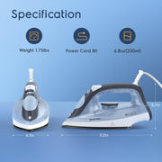 BEAUTURAL Compact Steam Iron for Clothes with Non-Stick Soleplate, Blue | Burst of Steam, Spray Mist, Self-Cleaning, Anti-Calcium, Anti-Drip, Easy Temperature Control, Light Weight, 1200 Watts