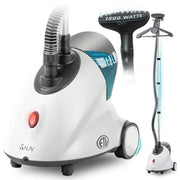 SALAV GS18-DJ Professional Standing Clothes Steamer w/Roll Wheels for Easy Movement, 1.8L Water Tank for 1 Hour Continuous Steaming, Adjustable Pole for Storage, Includes Descaler Packet, 1500 watts