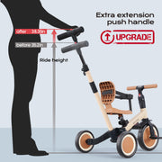 newyoo TR007 5-in-1 Tricycle for Toddlers 1-3, Toddler Bike, Birthday Gift | Toddler Trike with Push Handle Lets Parents Steer and Converts to Balance Bike, Fun Outdoor Toy for Boys and Girls, Khaki