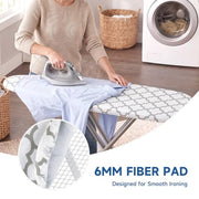 Whitmor Ironing Board Cover and Pad 15 x 54 in, Thick Padding | 6mm Thick Fiber Pad, Scorch Resistant, Elastic Edge, Fits Standard Size Boards, Secure Snug Fit, Medallion Gray