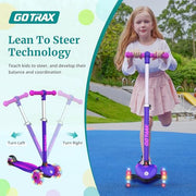 Gotrax KS1 Kids Kick Scooter, 3 Wheels for Boys & Girls 2-8, Gifts | LED Light-Up Wheels, 3 Adjustable Handlebar, Easy Assembly, Lightweight, Wide Anti-Slip Deck, Lean to Steer, Max Load 110 lbs