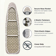 UniSimp Ironing Board Cover and Pad, Standard Size 15x54, Geometric | 6mm Extra Thick Padding, Cotton Cover, 2 Adjustable Elastic Fasteners, Heavy Duty, Scorch and Stain Resistant, Elastic Edge
